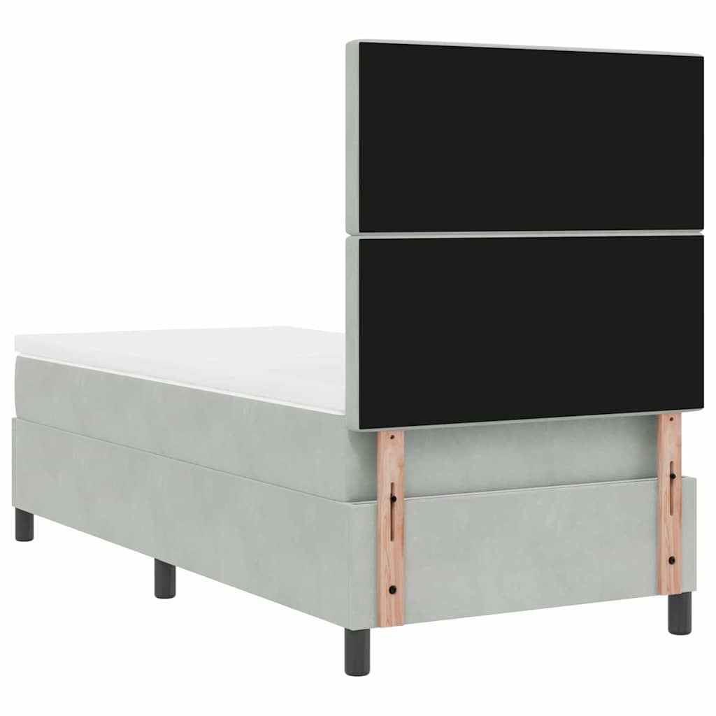 Boxspringbett mit Matratze Hellgrau 100 x 200 cm Samt