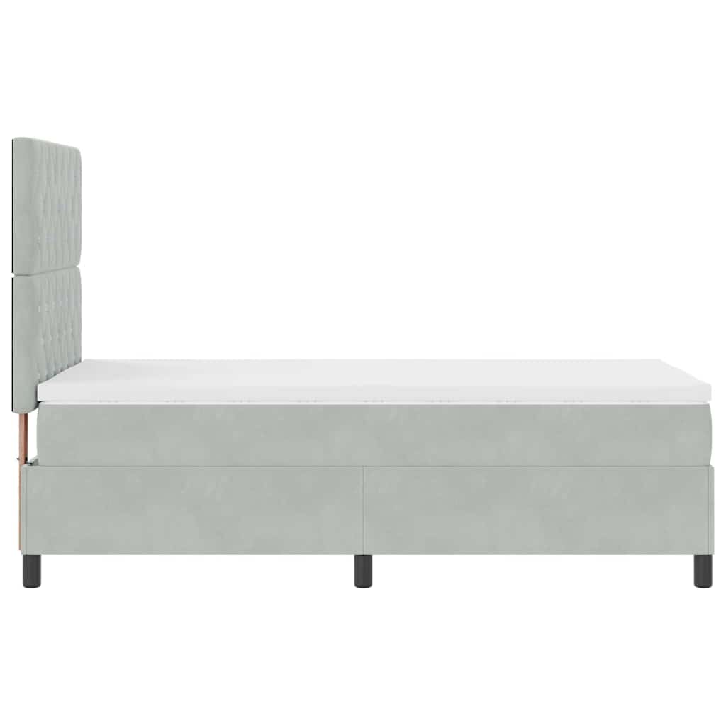 Boxspringbett mit Matratze Hellgrau 100 x 200 cm Samt