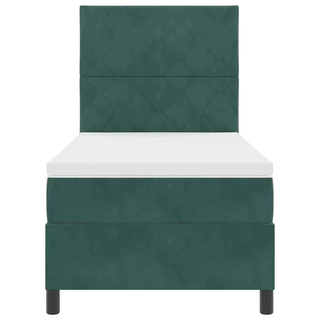 Boxspringbett mit Matratze Dunkelgrün 100 x 200 cm Samt