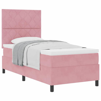 Boxspringbett mit Matratze mit Kopfteil Rosa 100 x 200 cm Samt
