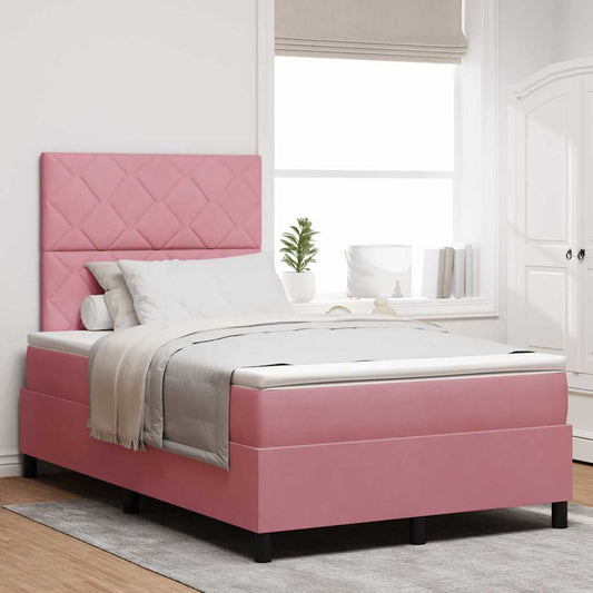 Boxspringbett mit Matratze mit Kopfteil Rosa 120 x 190 cm Samt