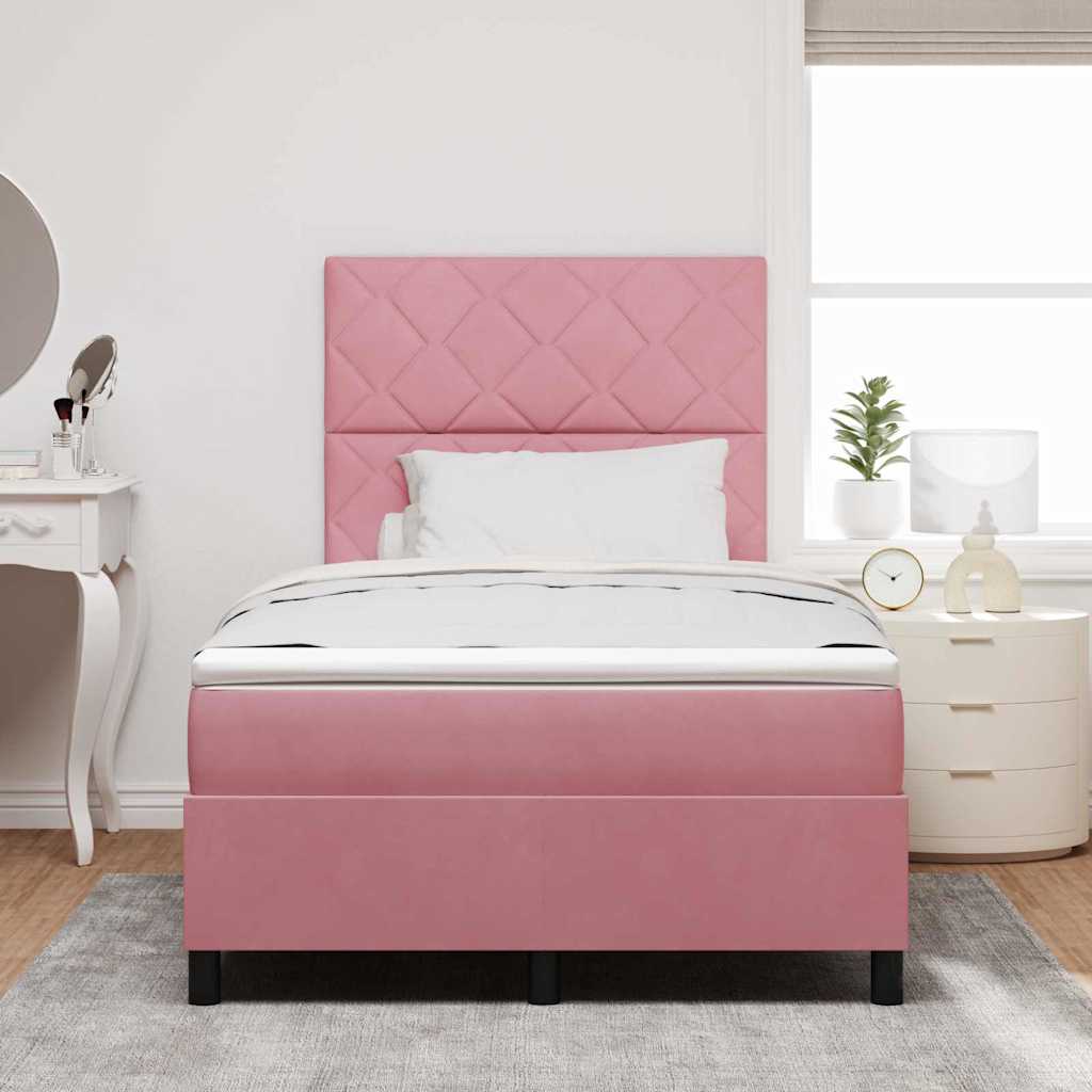 Boxspringbett mit Matratze mit Kopfteil Rosa 120 x 190 cm Samt