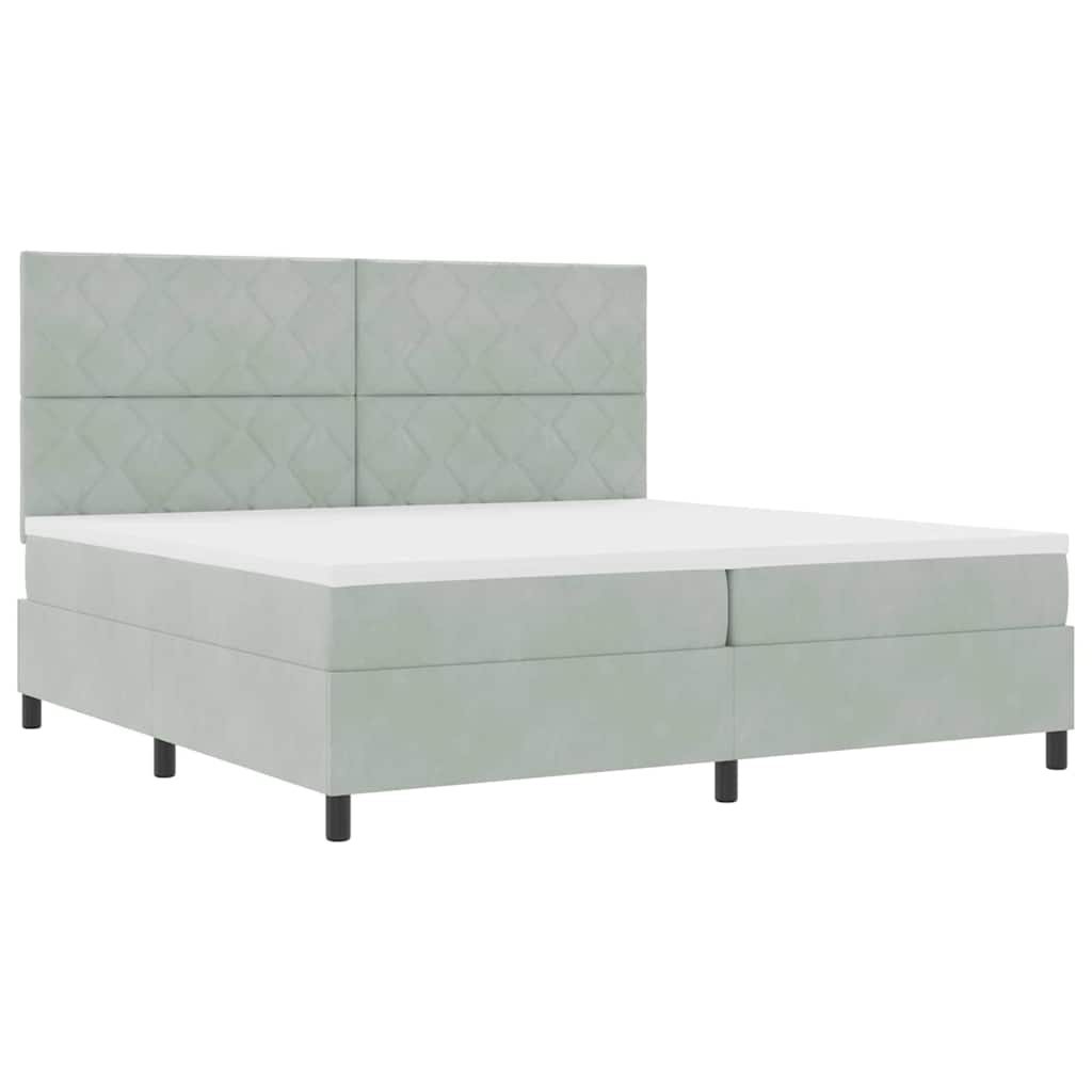 Boxspringbett mit Matratze Hellgrau 200 x 200 cm Samt