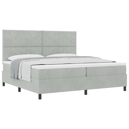Boxspringbett mit Matratze Hellgrau 200 x 200 cm Samt