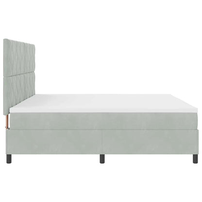 Boxspringbett mit Matratze Hellgrau 200 x 200 cm Samt