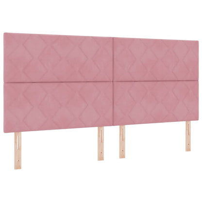 Boxspringbett mit Matratze mit Kopfteil Rosa 200 x 200 cm Samt