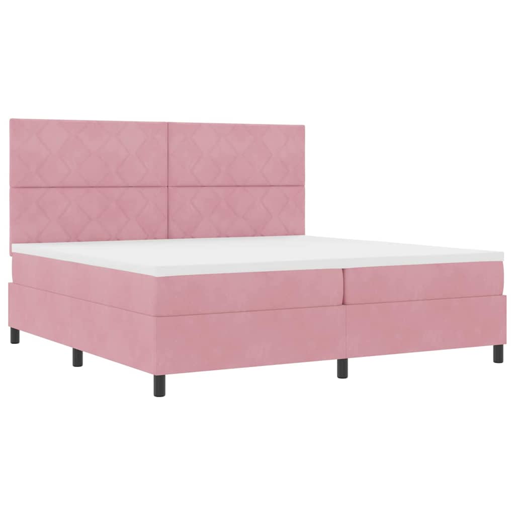 Boxspringbett mit Matratze mit Kopfteil Rosa 200 x 200 cm Samt