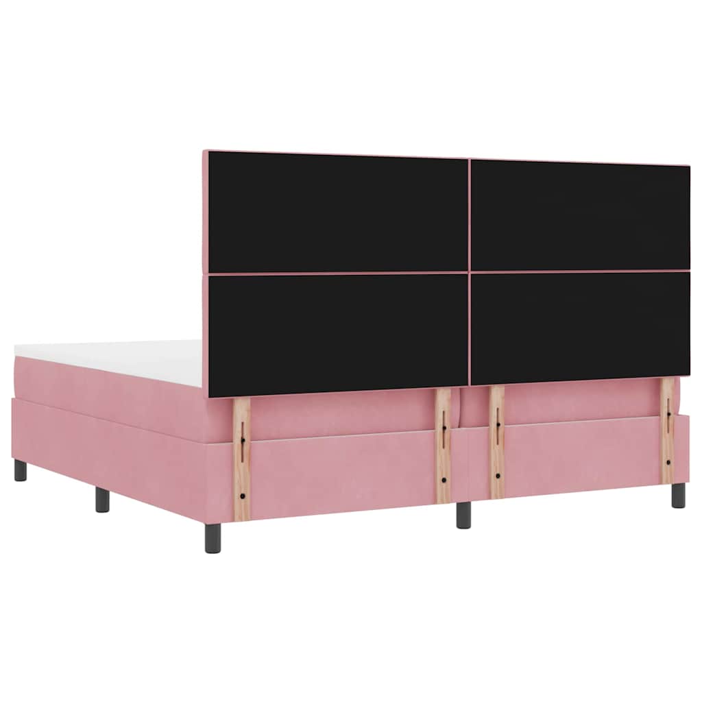 Boxspringbett mit Matratze mit Kopfteil Rosa 200 x 200 cm Samt