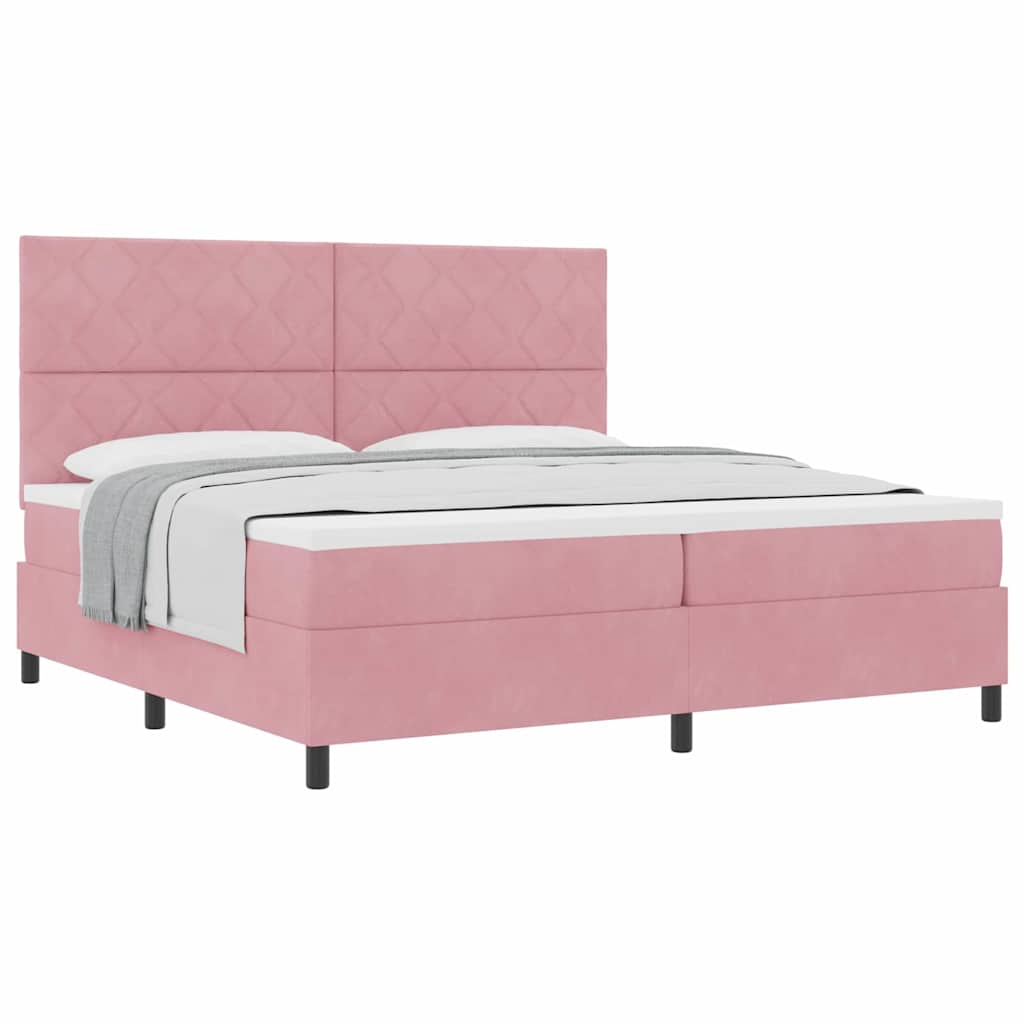 Boxspringbett mit Matratze mit Kopfteil Rosa 200 x 200 cm Samt