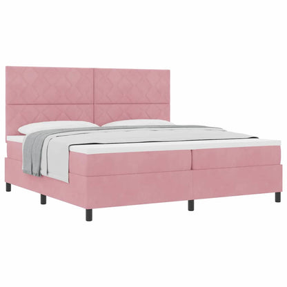 Boxspringbett mit Matratze mit Kopfteil Rosa 200 x 200 cm Samt