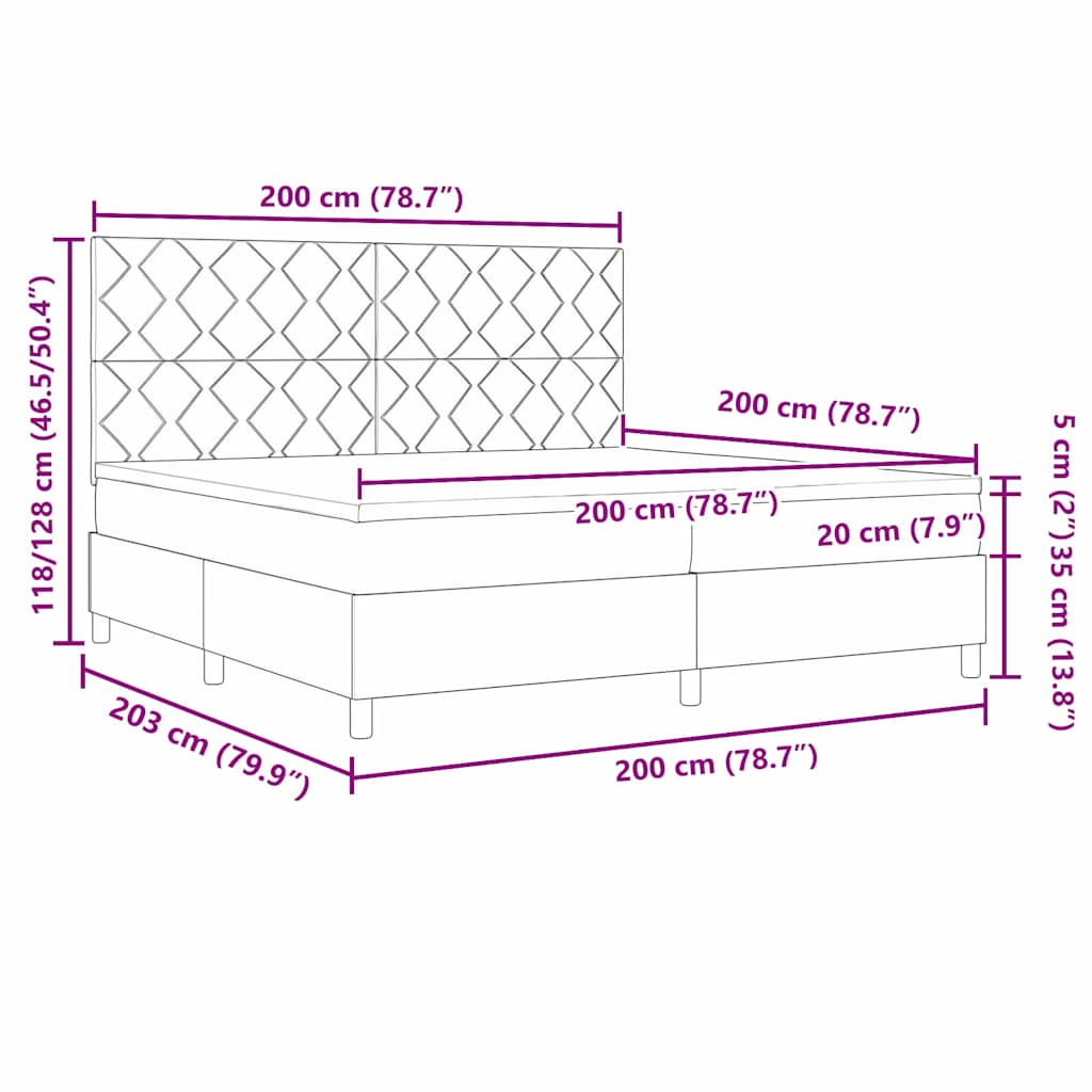 Boxspringbett mit Matratze mit Kopfteil Rosa 200 x 200 cm Samt
