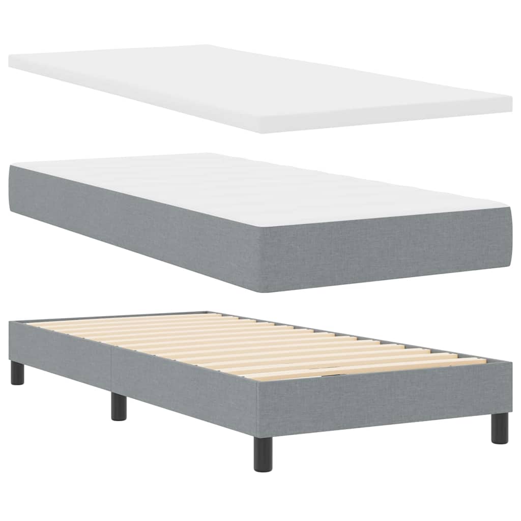 Boxspringbett mit Matratze Hellgrau 100 x 200 cm Stoff