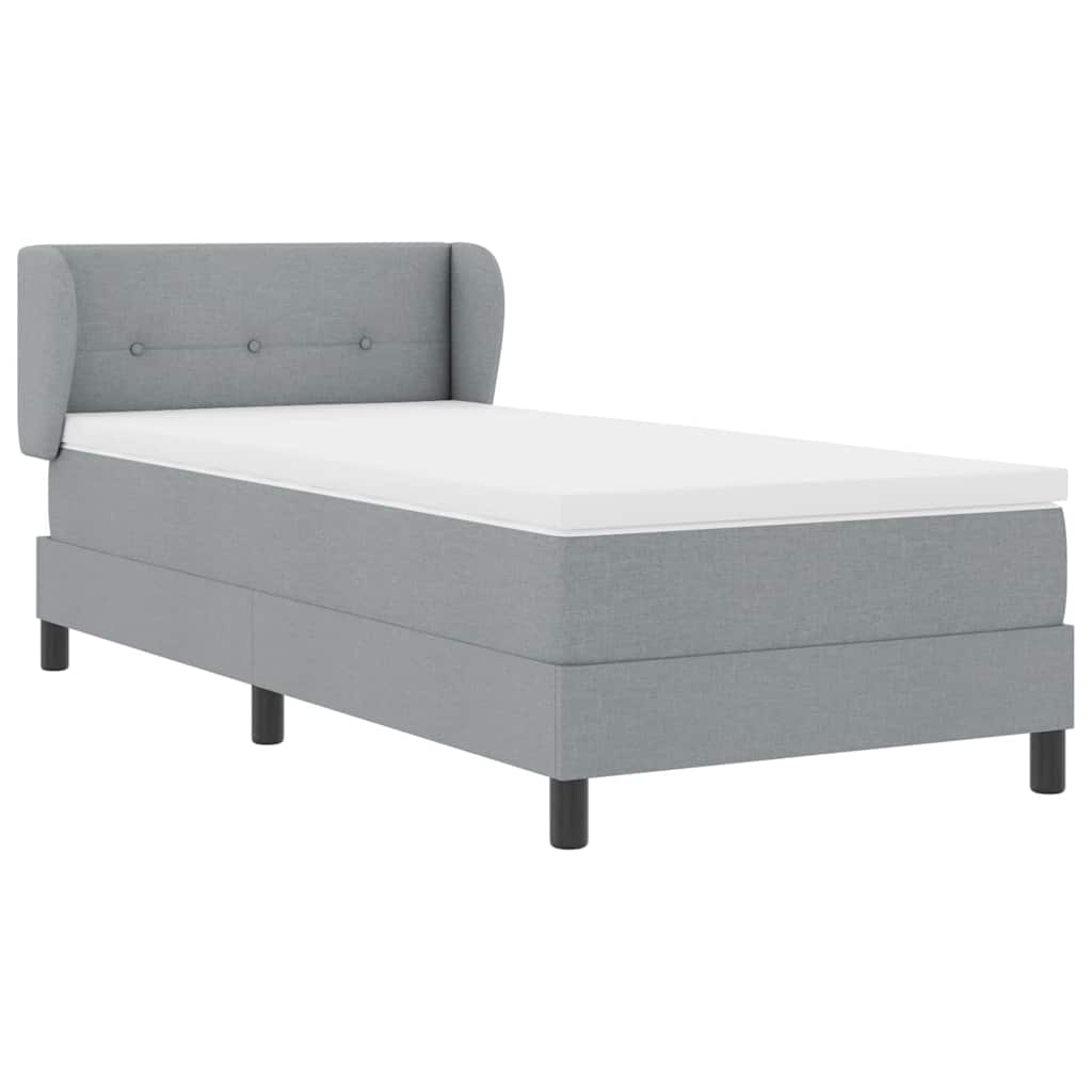 Boxspringbett mit Matratze Hellgrau 90 x 190 cm Stoff