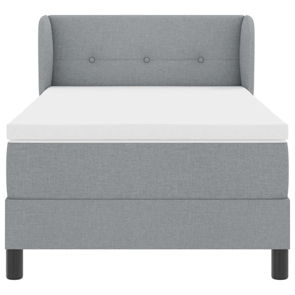 Boxspringbett mit Matratze Hellgrau 90 x 190 cm Stoff