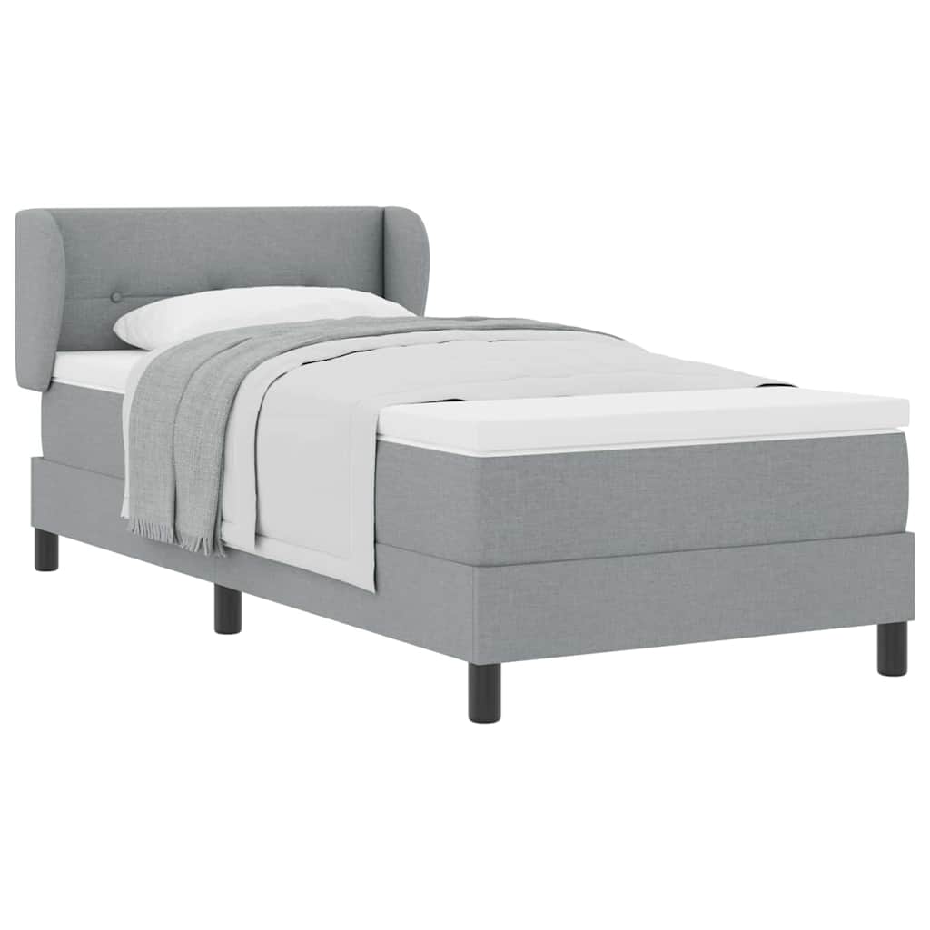 Boxspringbett mit Matratze Hellgrau 90 x 190 cm Stoff