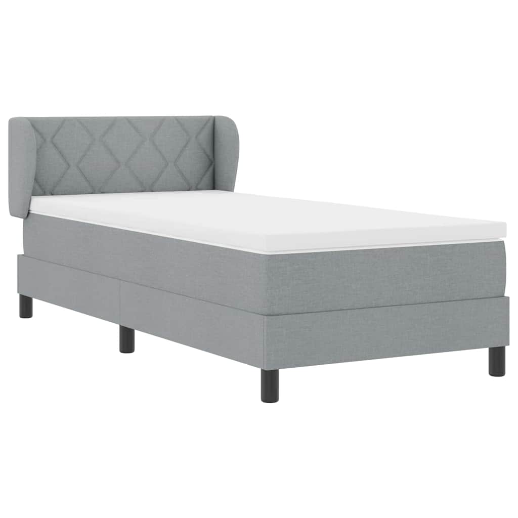 Boxspringbett mit Matratze Hellgrau 100 x 200 cm Stoff