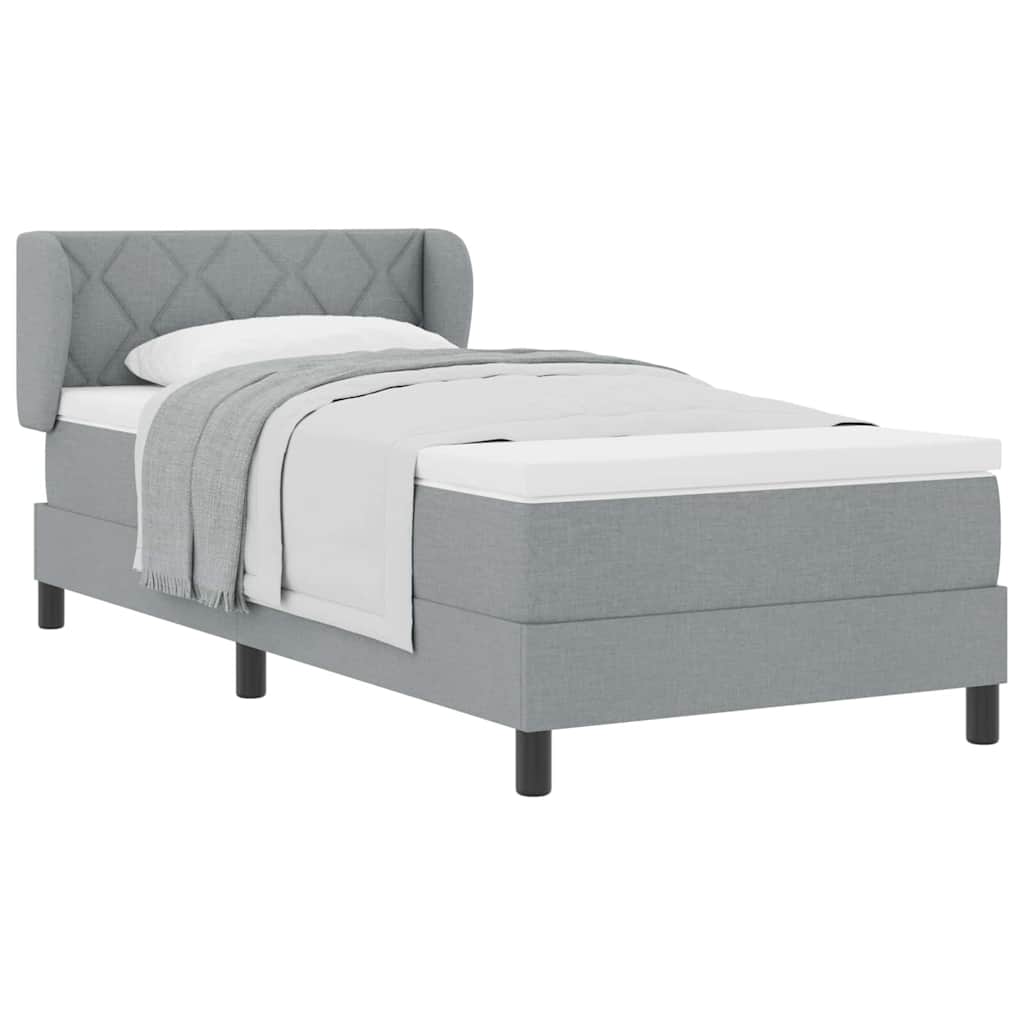 Boxspringbett mit Matratze Hellgrau 100 x 200 cm Stoff