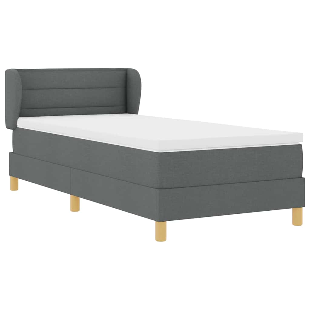 Boxspringbett mit Matratze Creme 90x200 cm Stoff Dunkelgrau