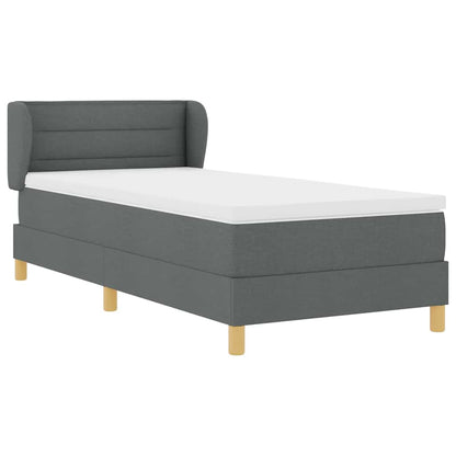 Boxspringbett mit Matratze Creme 90x200 cm Stoff Dunkelgrau