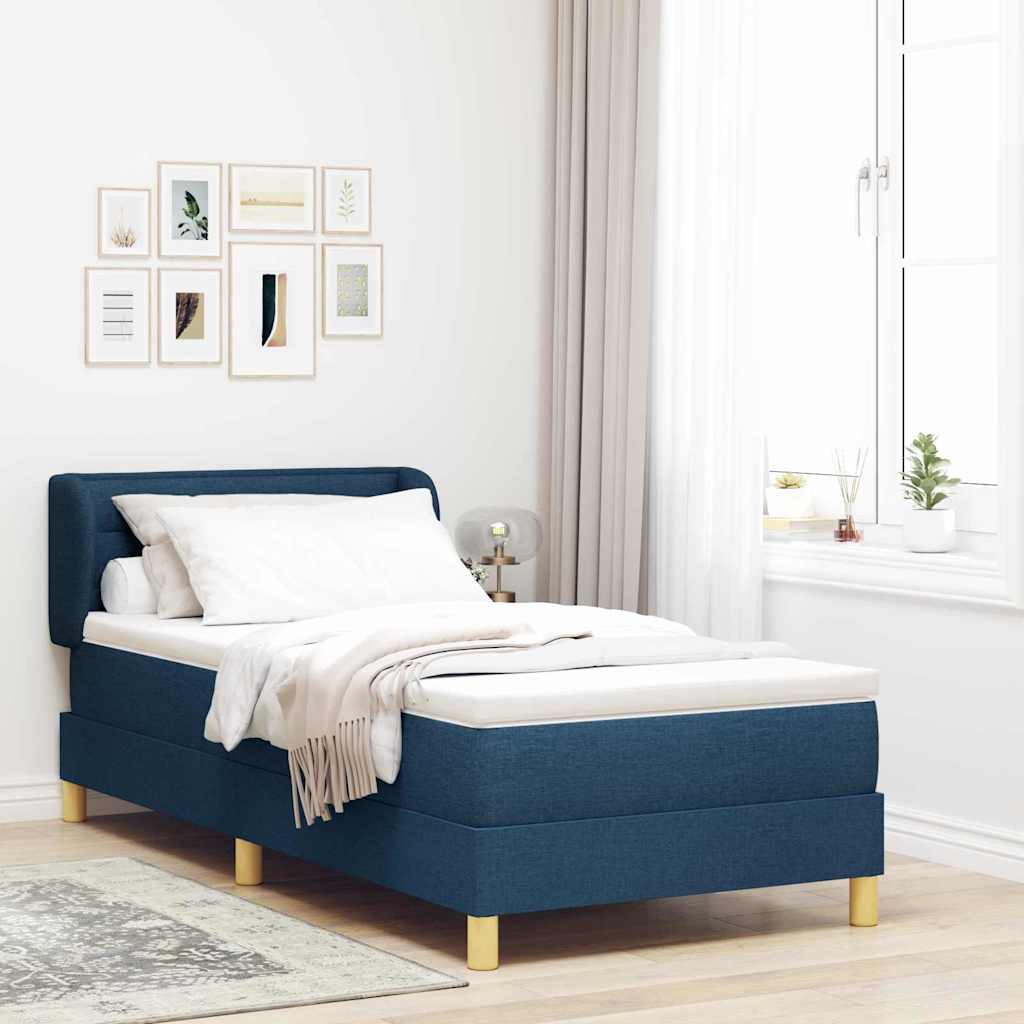 Boxspringbett mit Matratze Creme 90x200 cm Stoff Blau