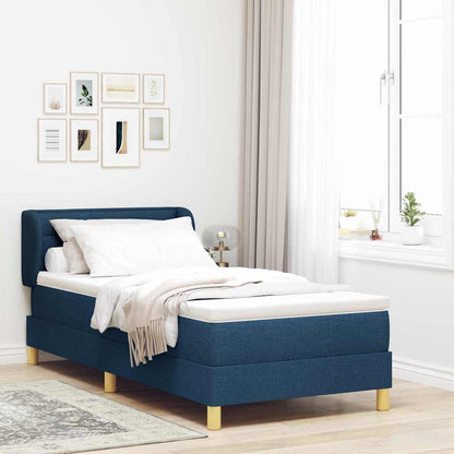 Boxspringbett mit Matratze Creme 90x200 cm Stoff Blau
