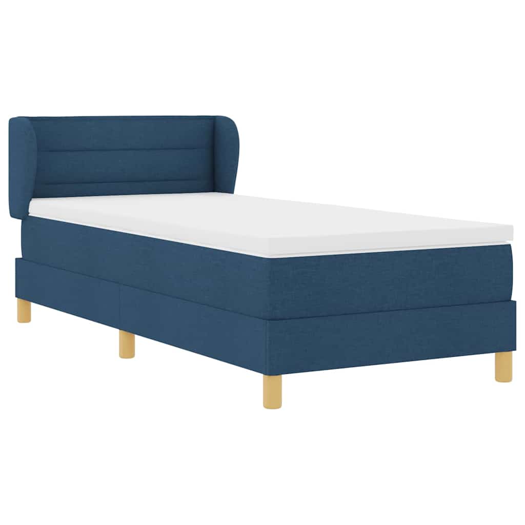 Boxspringbett mit Matratze Creme 90x200 cm Stoff Blau