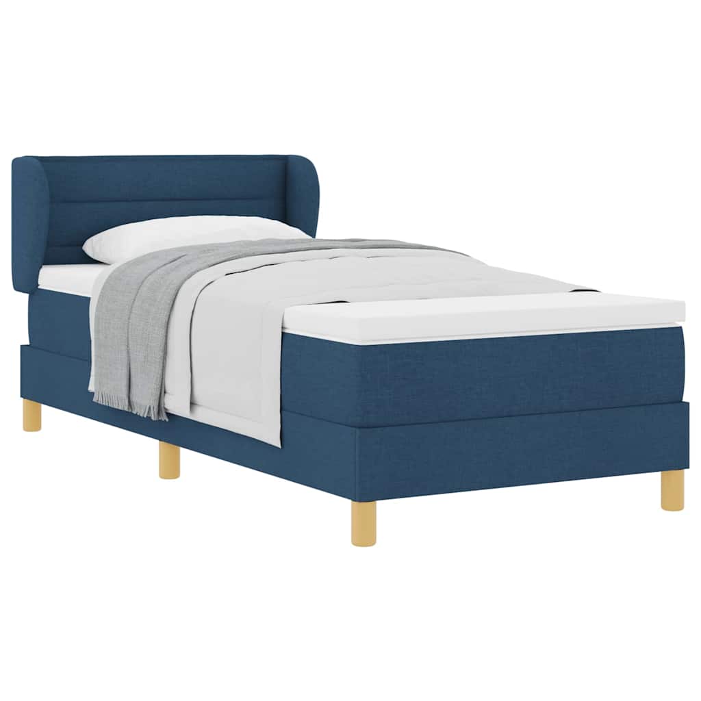 Boxspringbett mit Matratze Creme 90x200 cm Stoff Blau