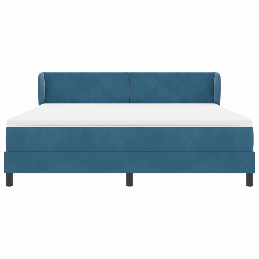 Boxspringbett mit Matratze Dunkelgrau 80x200 cm Samt Dunkelblau