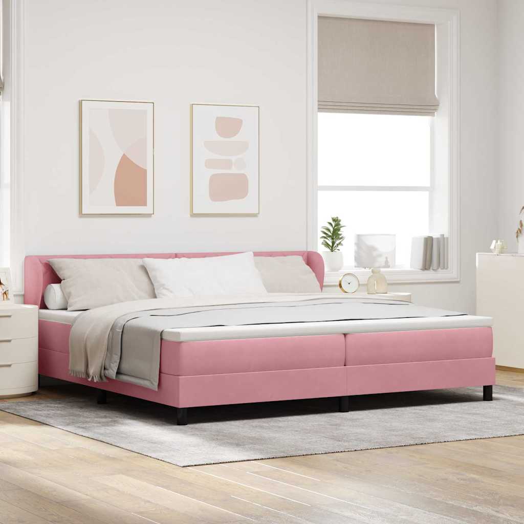 Boxspringbett mit Matratze Dunkelgrau 80x200 cm Samt Rosa