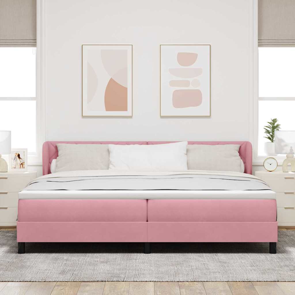 Boxspringbett mit Matratze Dunkelgrau 80x200 cm Samt Rosa