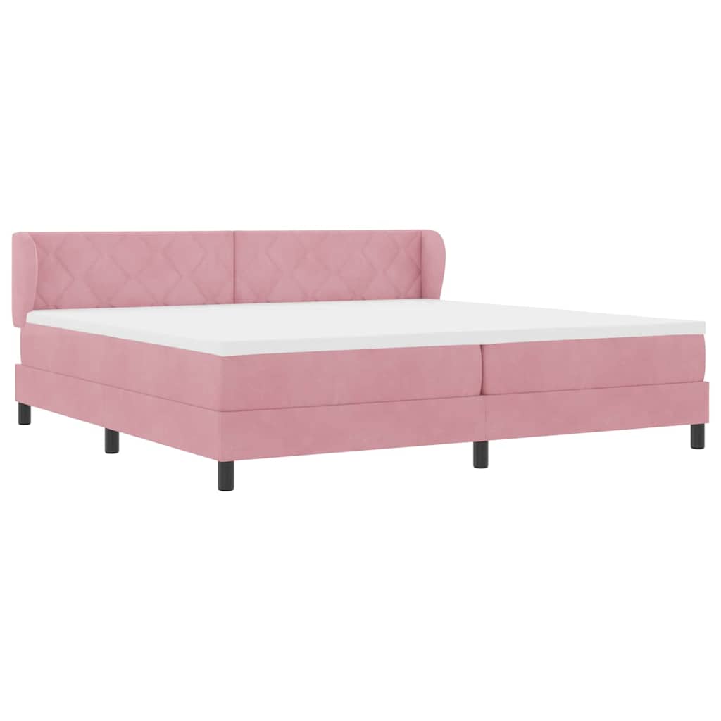 Boxspringbett mit Matratze Dunkelgrau 80x200 cm Samt Rosa