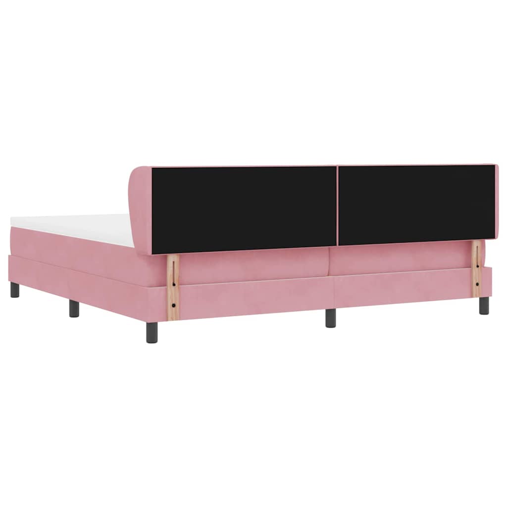 Boxspringbett mit Matratze Dunkelgrau 80x200 cm Samt Rosa