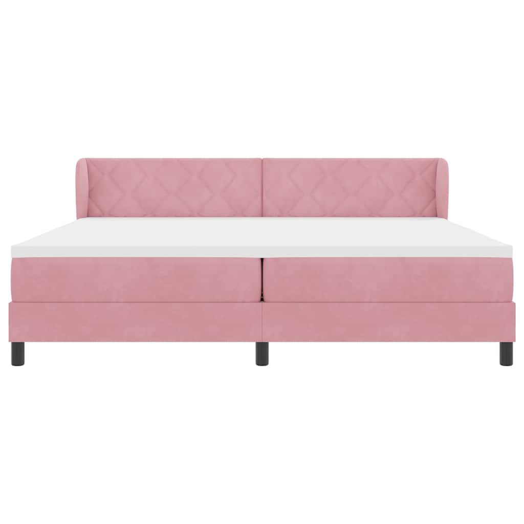 Boxspringbett mit Matratze Dunkelgrau 80x200 cm Samt Rosa