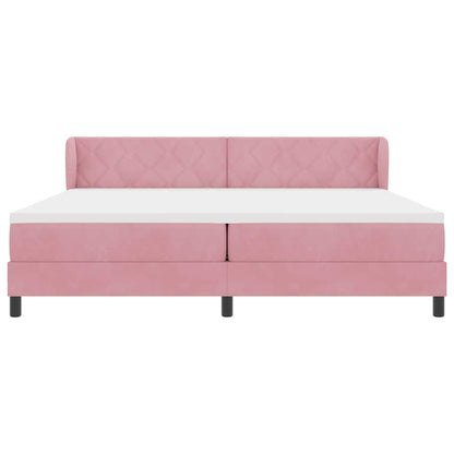 Boxspringbett mit Matratze Dunkelgrau 80x200 cm Samt Rosa