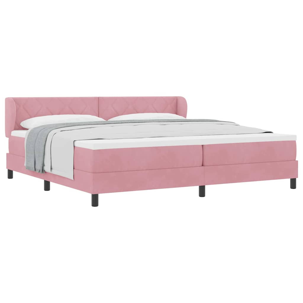 Boxspringbett mit Matratze Dunkelgrau 80x200 cm Samt Rosa