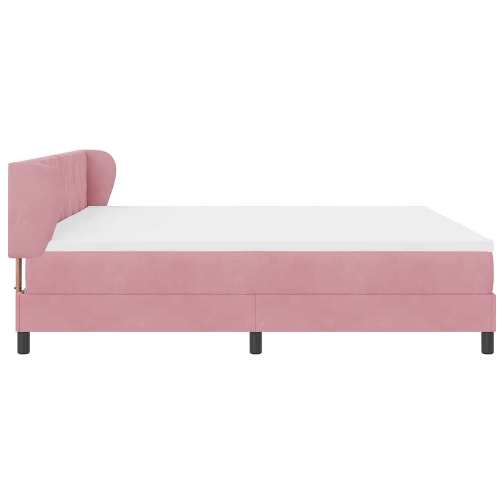 Boxspringbett mit Matratze Dunkelgrau 80x200 cm Samt Rosa