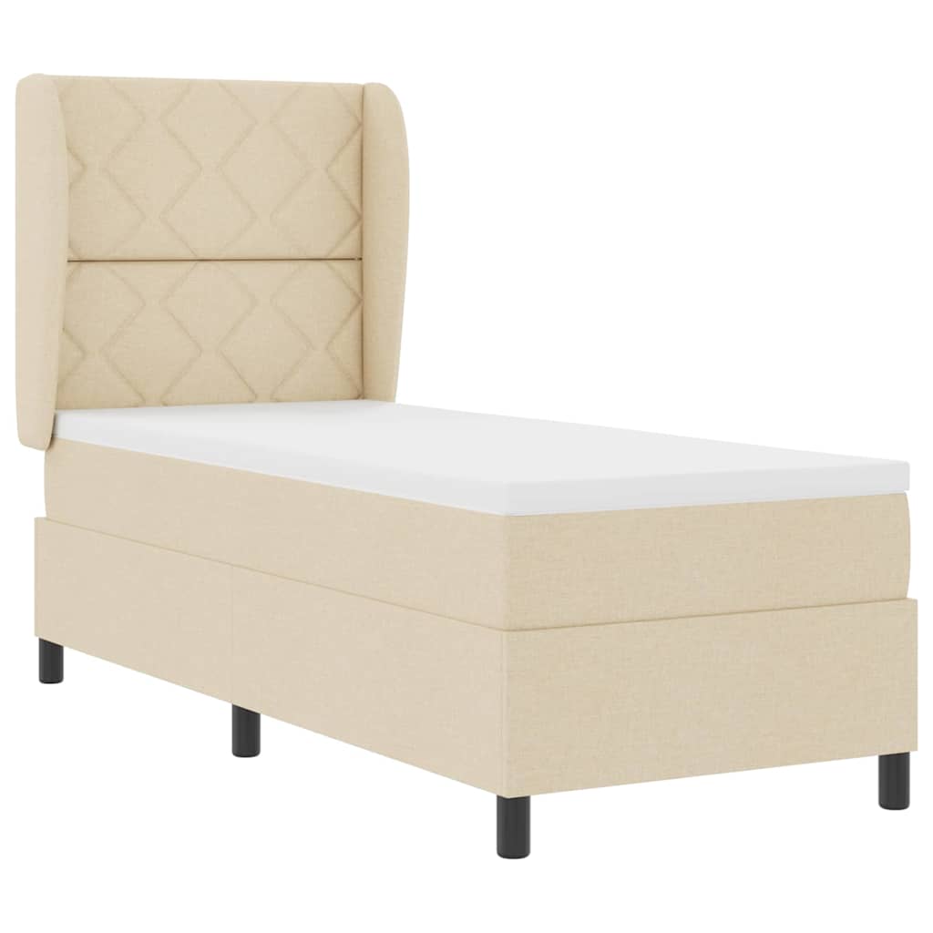 Boxspringbett mit Matratze mit Kopfteil Creme 80 x 200 cm Stoff