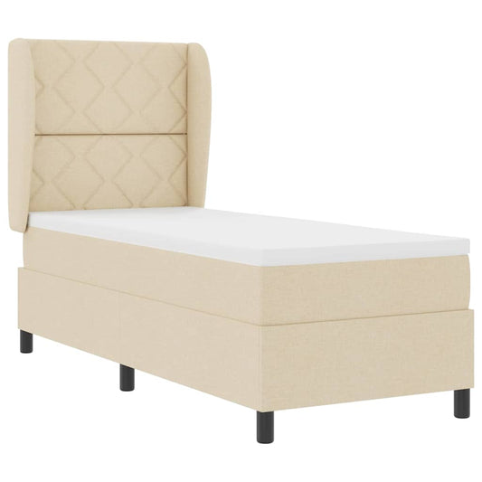 Boxspringbett mit Matratze mit Kopfteil Creme 80 x 200 cm Stoff