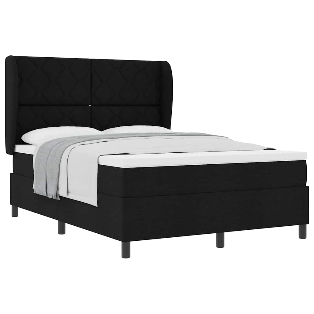 Boxspringbett mit Matratze Schwarz 140 x 190 cm Stoff