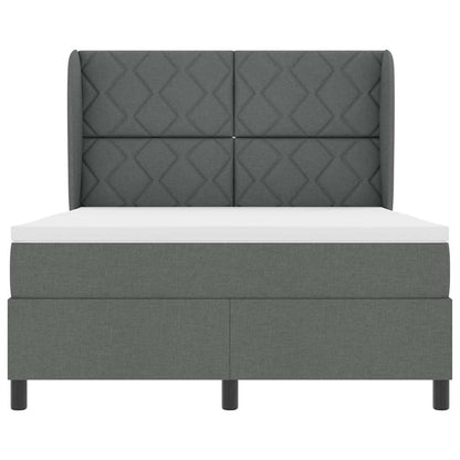 Boxspringbett mit Matratze Dunkelgrau 140 x 200 cm Stoff