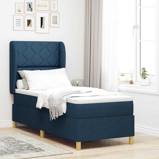 Boxspringbett mit Matratze Dunkelgrau 90x190 cm Blau