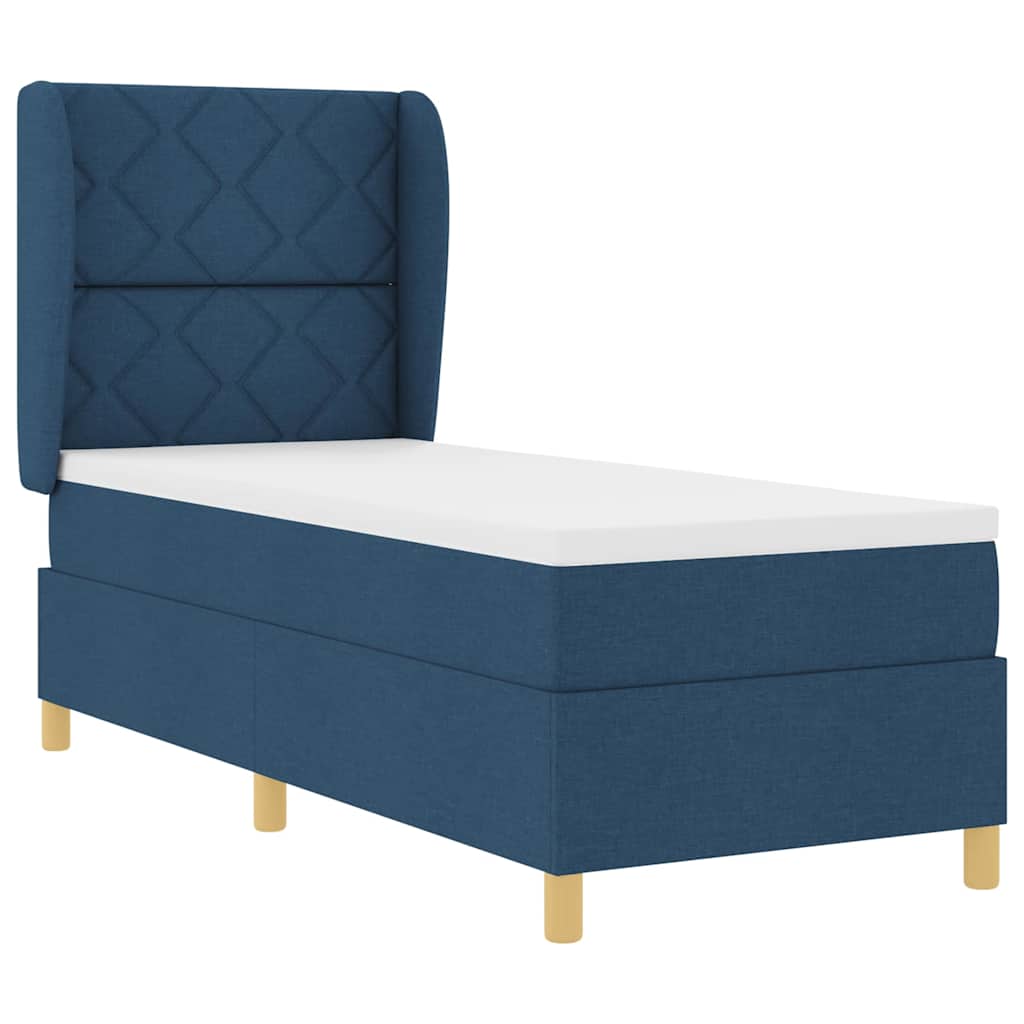 Boxspringbett mit Matratze Dunkelgrau 90x190 cm Blau