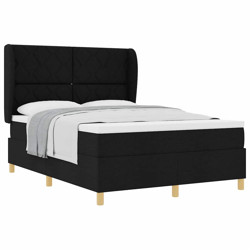Boxspringbett mit Matratze Dunkelgrau 90x190 cm Schwarz