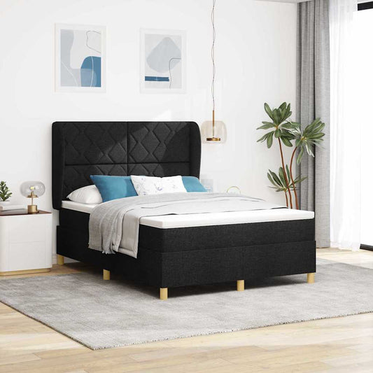 Boxspringbett mit Matratze Dunkelgrau 90x190 cm Schwarz