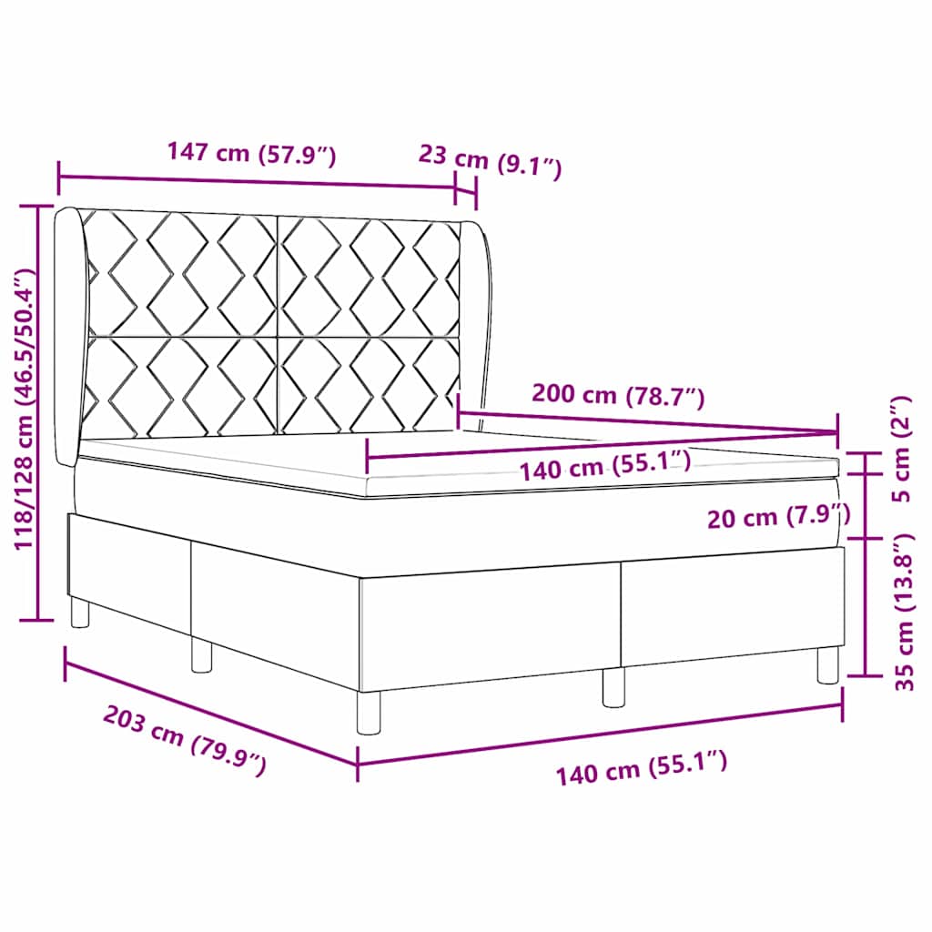 Boxspringbett mit Matratze Dunkelgrau 90x190 cm Schwarz