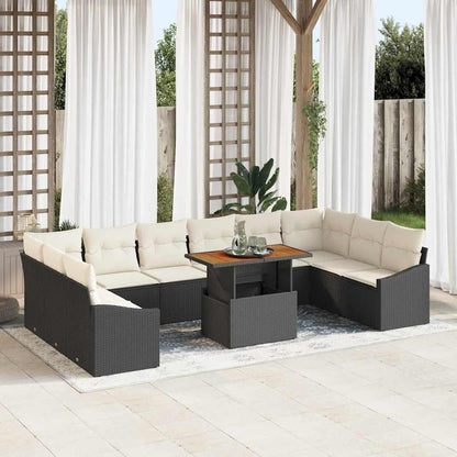 Garten Essgruppe 11 pcs Schwarz und Creme 100 x 55 x 73 cm