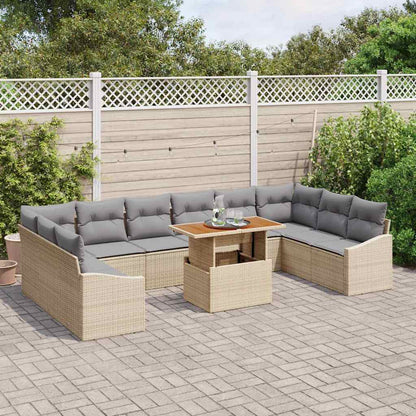 Garten Essgruppe mit Kissen 11 pcs Beige, Grau 100 x 55 x 73 cm