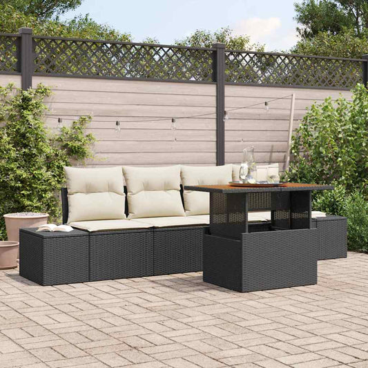 Garten Essgruppe 5 pcs Schwarz und Creme 100 x 55 x 73 cm