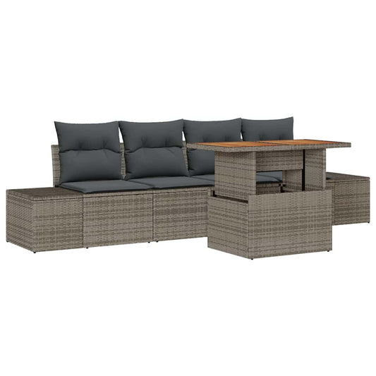 Garten Essgruppe mit Kissen Grau, Braun 100 x 55 x 73 cm