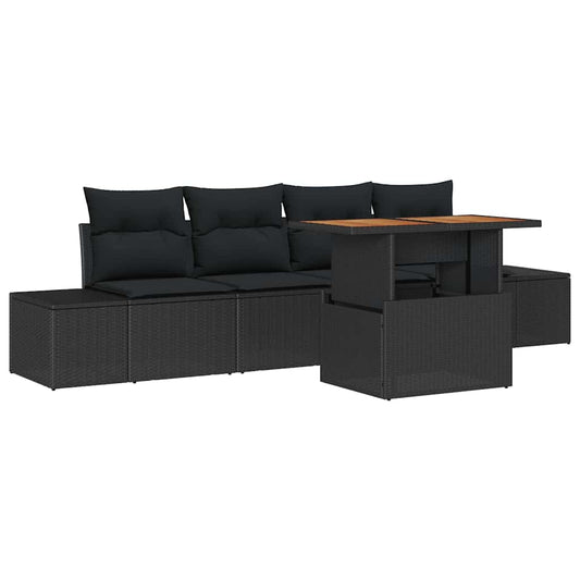 Garten Essgruppe mit Kissen Schwarz, Braun 100 x 55 x 73 cm